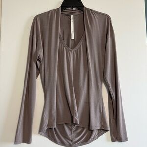 Lululemon Modal Long Sleeve Top V Neck Comfy Taupe Color Size 10